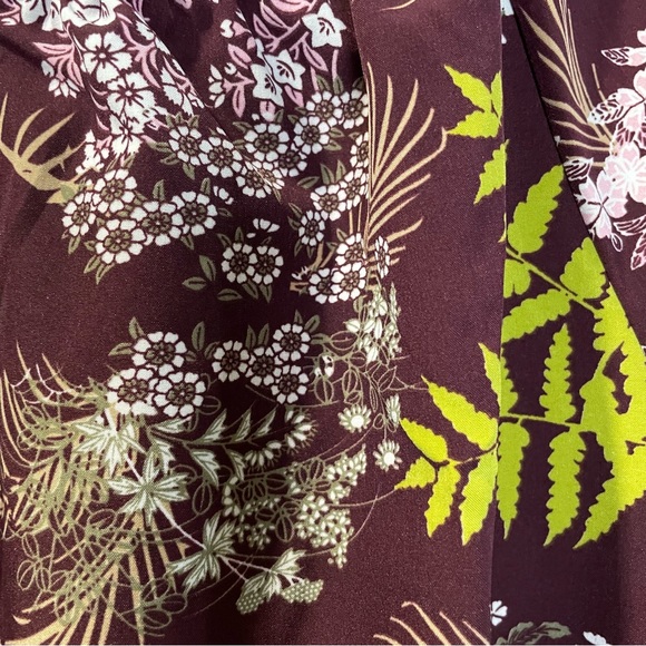 Denim and Company Blouse Floral Long Sleeve Like New 1X Brown Green White - Picture 4 of 9